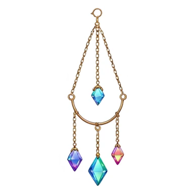 Hanging colorful chained suncatcher with crystal gemstones  sticker
