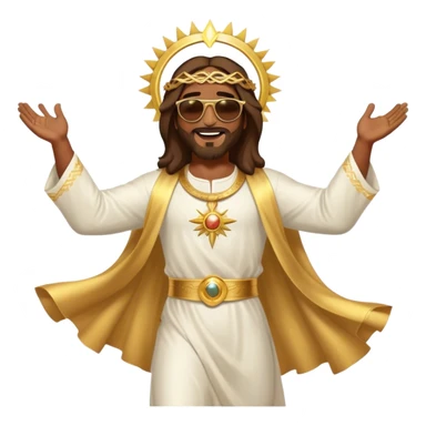 dancing figure of rejoicing Jesus with  sunglases golden  sticker