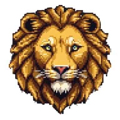 pixel art lion head with detailed mane sticker