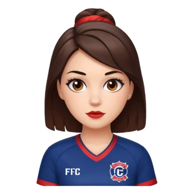 Brunette woman wearing chicago fire fc jersey with cute makeup on sticker