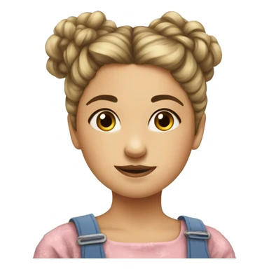 a girl with a messy bun with dress sitting down painting￼ sticker