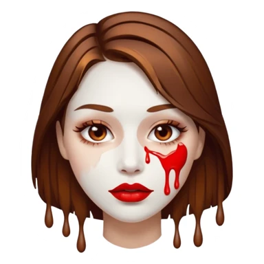 Brown Hair Woman , white paint , drip, face, hot  Sexy, lips sticker