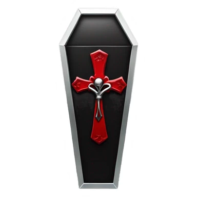 Red and black Gothic coffin with a silver ankh  sticker