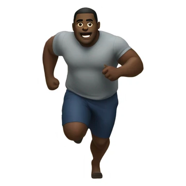 big black guy running from a farm sticker