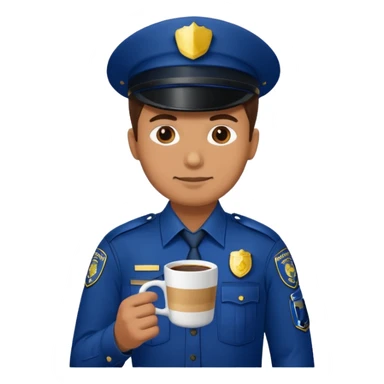 police man holding coffe sticker
