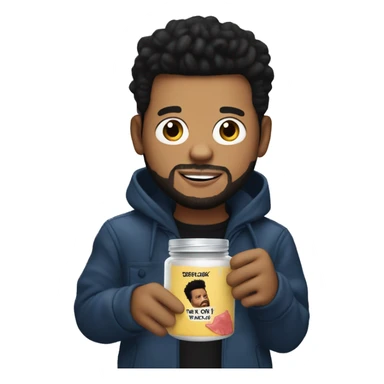 The weeknd holding a jar of bum bum cream sticker