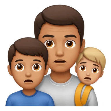 a scared child with a man behind the back sticker