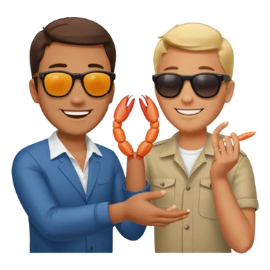 Make one of a man throwing shrimp at another guy sticker