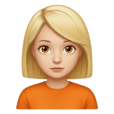 Women with blond hair bob and orange shirt sticker