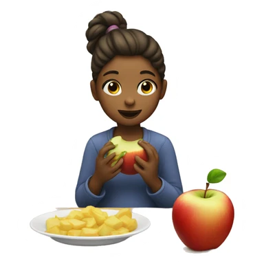 girl eats apple sticker