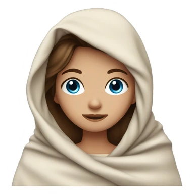 brown hair girl with blue eyes in blanket sticker
