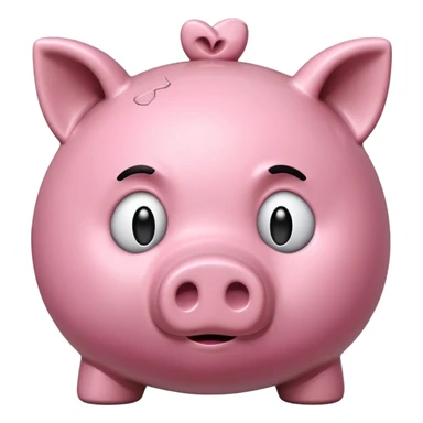 emoji of sad unhappy piggy bank, right view sticker