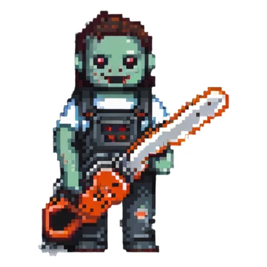 Horror movie character with chainsaw sticker