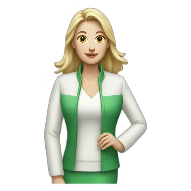 White Woman in green dress and white jacket sticker