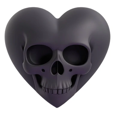 3D style black heart with a subtle skull motif, gothic and mysterious sticker