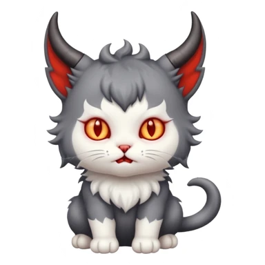 dark grey and white baby devil cat sticker