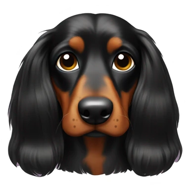 Long haired black teckel  sticker