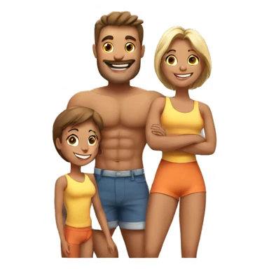 happy muscular family sticker