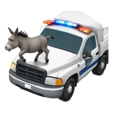 Donkey chasing police truck  sticker