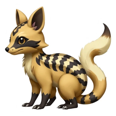 Rare warm-colored exotic cute epic aesthetic colorful Salandit-Eevee-Civet-species-Fakemon-hybrid-creature, with wild markings, full body sticker