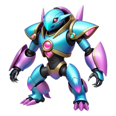 Mechanical Nebulae Beautiful Gorgeous Pretty Pastel Hot Exotic Lush Warm Cute Adorable Colorful Shiny Iridescent Futuristic Modern Cybernetic Shazam-Protogen-Vernid-Fakémon-Pokémon-creature-fusion (full body) sticker