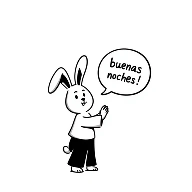 cute bunny rabbit with speech bubble saying "buenas noches" sticker