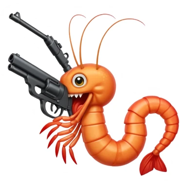 Angry shrimp with gun sticker