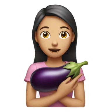 Girl eating an eggplant sticker