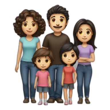 dark haired family, with short haired man, long haired woman, boy and girl sticker