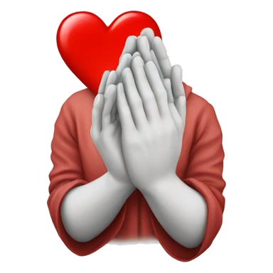 Praying hands with red heart sticker