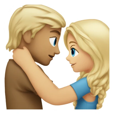 A guy with blue eyes and blond hair hugs a girl with brown eyes sticker