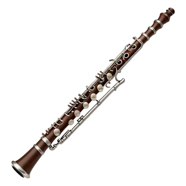 Cinematic Realistic Oboe, slender and elegant dark wood body, silver-plated keys catching soft highlights, delicate reed resting at the top, glowing with refined and classical beauty. sticker
