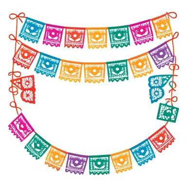 festive one garland of colorful mexican papel picado sticker
