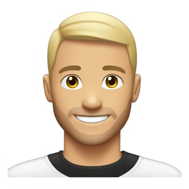 white Young man, with black buzz cut, and a faded beard, smiling really happy, and muscular but with a black t shirt on sticker