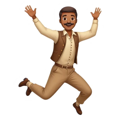  Indian Man with mustache and beard Jumping with joy with 2 arms and 2 legs  sticker
