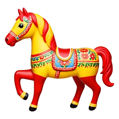 Dymkovo toy horse, traditional Russian colorful clay figurine with patterns, bright colors, folk art style sticker