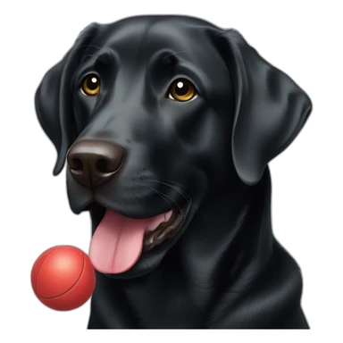black lab chewing ball sticker