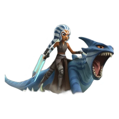 mad ahsoka riding a giant marine monster sticker