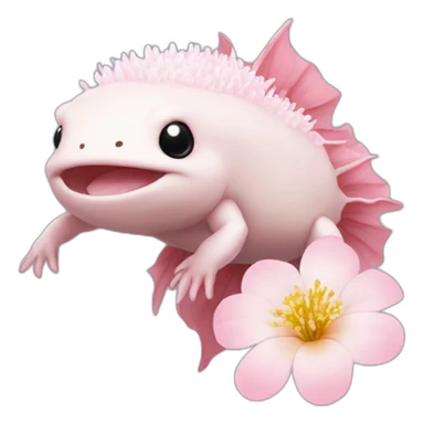 Axolotl sakura flowers on it a head sticker