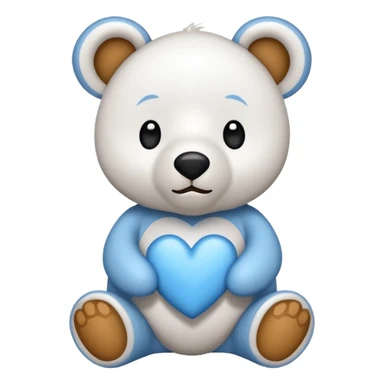 Urso branco com coração azul sticker