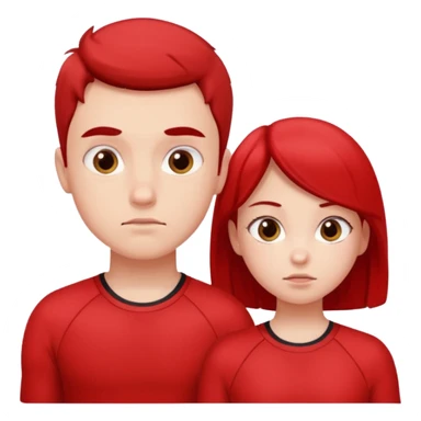 Girl and boy in red gym clothes and thoughtful faces sticker
