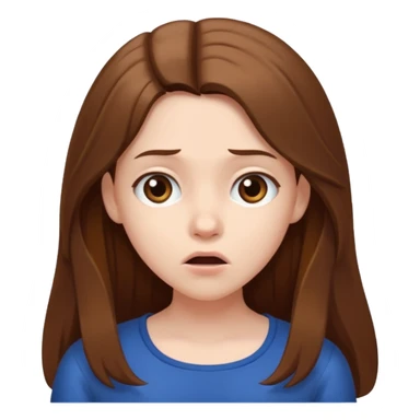 pale girl with long brown hair confused shrugging sticker
