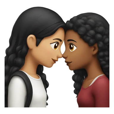 girl with black hair kissing a girl with dark red hair sticker