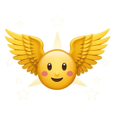 An image with wings on a star based on the star and wings of the basic emoji of the iPhone. not 3d just plat and soft and not have to bold sticker