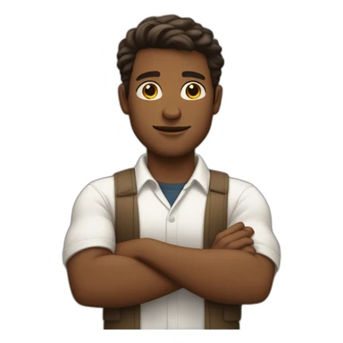 White and brown man crossing his arms with great pride sticker