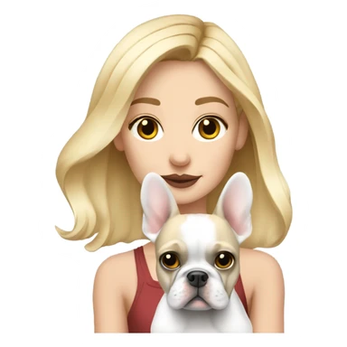 Blonde girl with merle french bulldog sticker