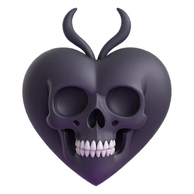 3D style black heart with a subtle skull motif, gothic and mysterious sticker