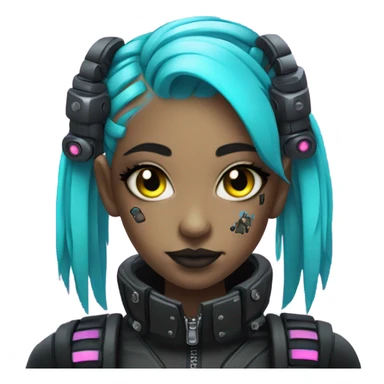 cyborg goth girl, neon hair, twintails sticker