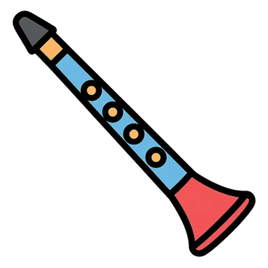 color outline icon of a clarinet with mouthpiece sticker