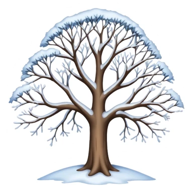 tree in winter with bare branches and snow sticker